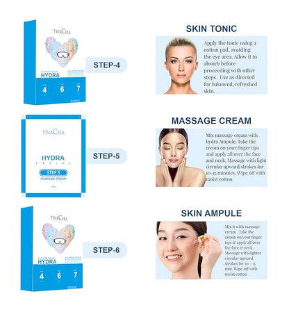 Twacha Hydra Facial Kit for Deep Hydration & Instant Brightening Skin With Hyaluronic Power For Multi-Level Skin Hydration And Rejuvenation Anti-Ageing Facial Kit for Men & Women