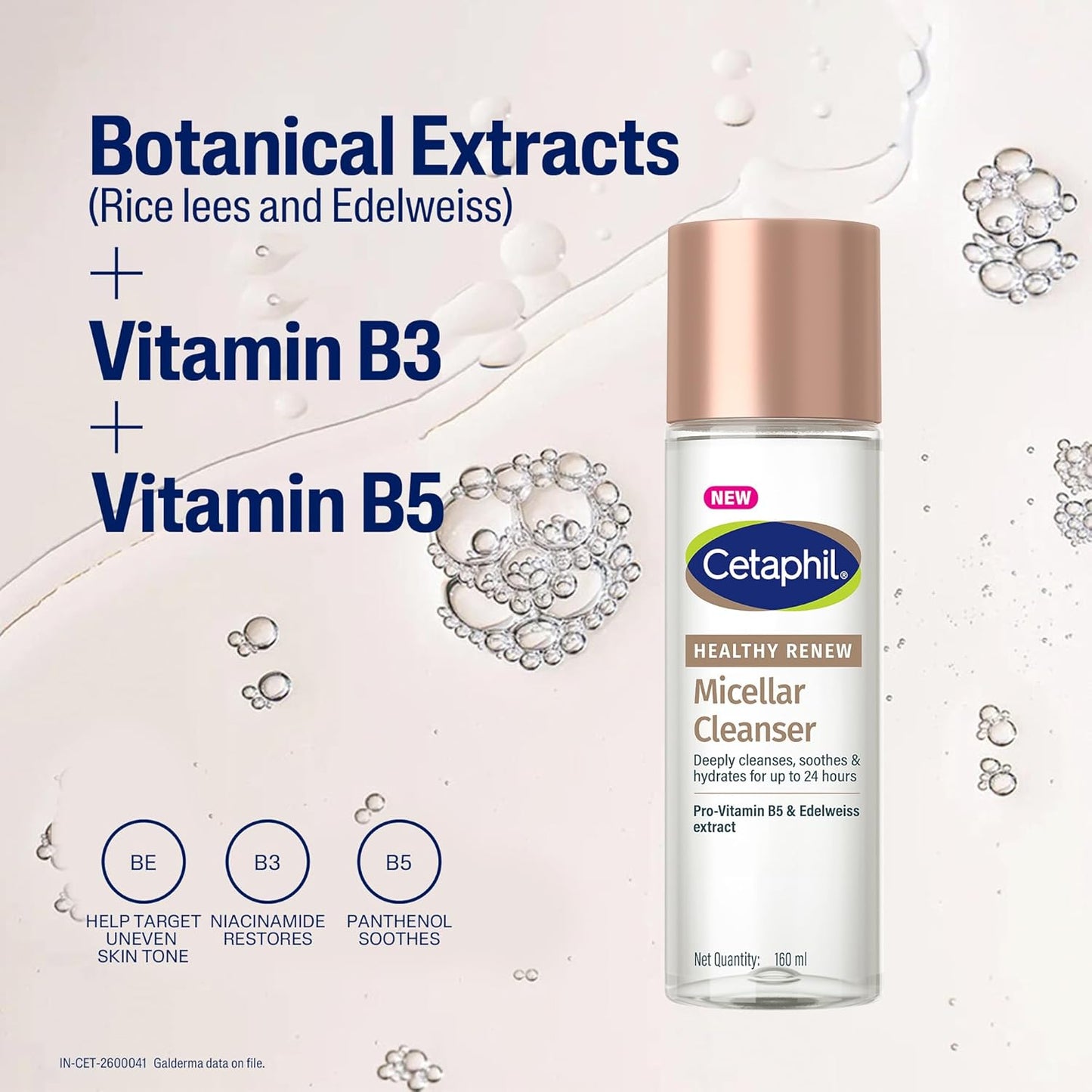 Cetaphil Healthy Renew Anti-Ageing Micellar Cleanser 160ml – Gentle No-Rinse Facial Cleanser for Sensitive Skin, Removes Makeup & Impurities, Hydrating & Soothing Formula
