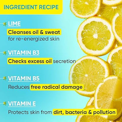 DOT & KEY Lime Rush Sports Face Wash Deep Cleans Oil, Sweat & Dirt For Refreshingly Clean & Oil Free Skin 100ml