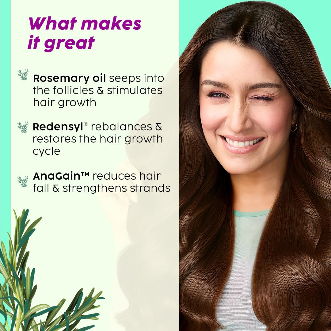 Plix Rosemary Hair Growth Advanced Serum Roll-On | With 3% Redensyl®, 4% AnaGain™ & 3% Baicapil™ Prevents Hair Fall & Stimulates Hair Follicles 10ml