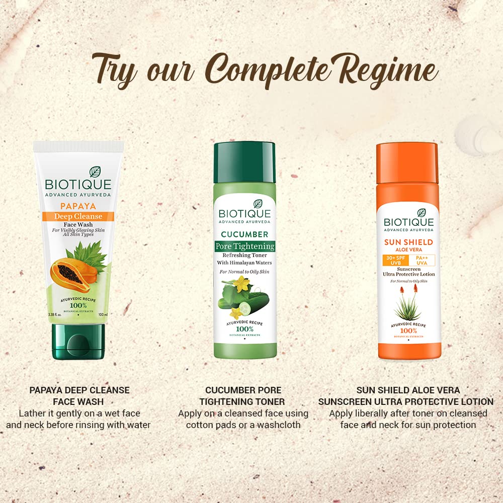 Biotique Sun Shield Aloe vera 30+ SPF UVB Sunscreen Ultra Protectective Lotion For Normal to Oily Skin