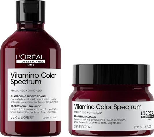 L'Oréal Professionnel Vitamino Color Spectrum Shampoo 300ml and Hair Mask 250ml, For coloured hair, With Ferulic Acid + Citric Acid