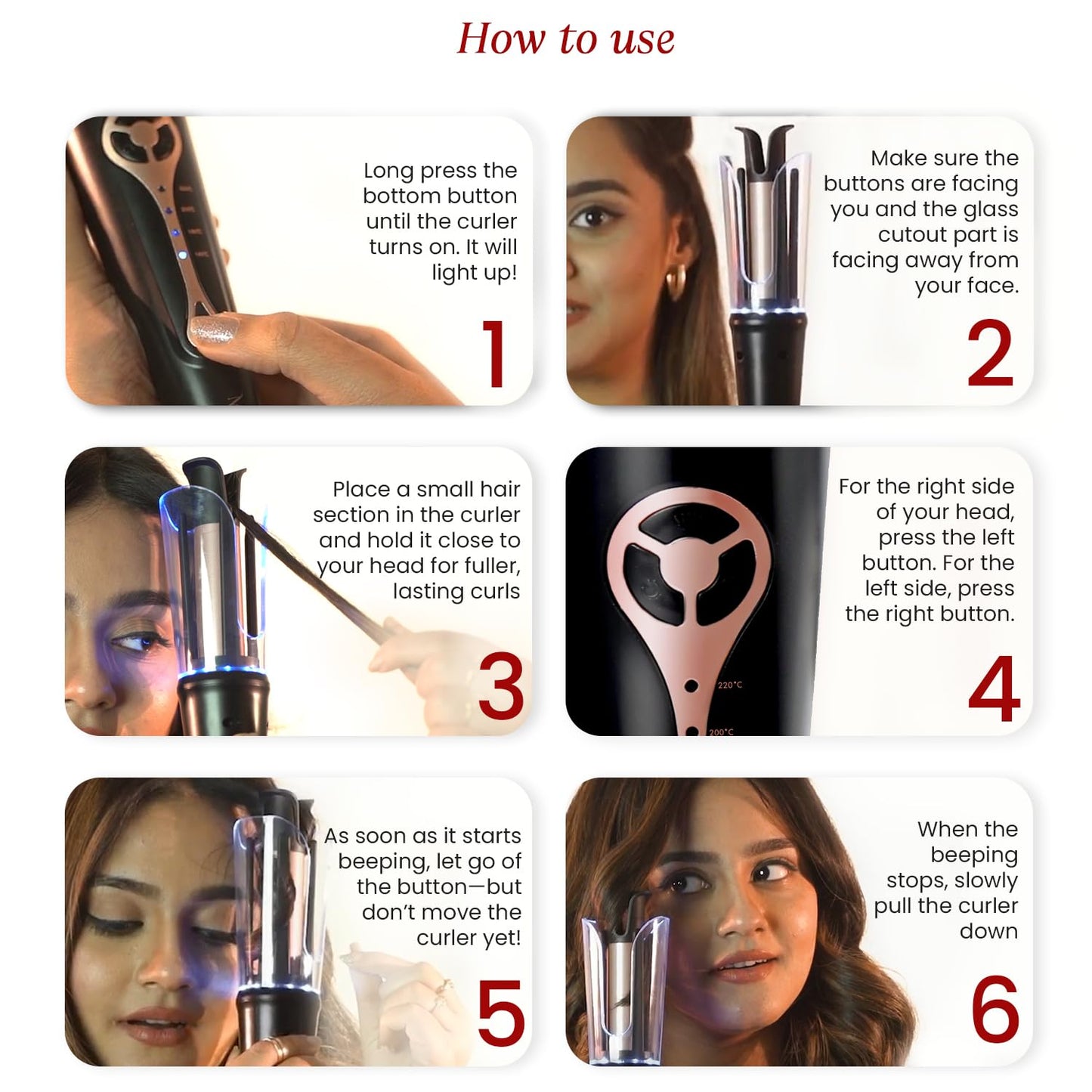 Urban yog MakeMeeBold Automatic Hair Curler| Easy Two-Way Curling Iron with 4 Temperature Settings | Gifts for woman | Anti-Scald Design