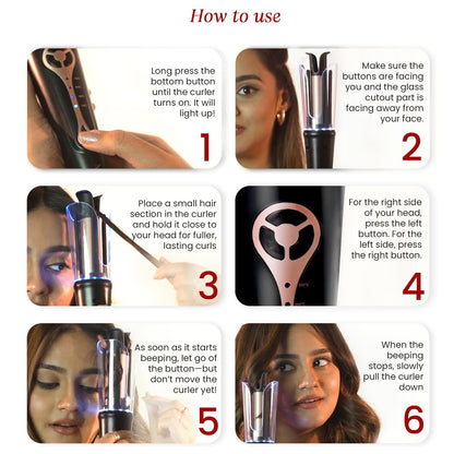 Urban yog MakeMeeBold Automatic Hair Curler| Easy Two-Way Curling Iron with 4 Temperature Settings | Gifts for woman | Anti-Scald Design