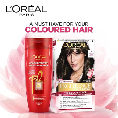 L'Oreal Paris Excellence Triple Care Hair Colour Cream, 25ml + 25g - 3 Natural Darkest Brown