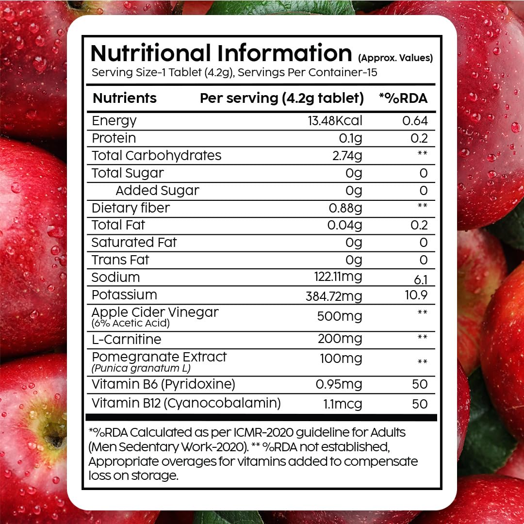 Plix L-Carnitine Acv Effervescent Tablets Helps To Turn Food Into Energy