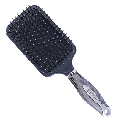 ROOTS Truglam Grey Paddle Hair Brush | Soft Tip Flexible Bristles | Prevent Scalp Scraping & Cuticle Damage |Length - 10 Inch, Model No - SLV88