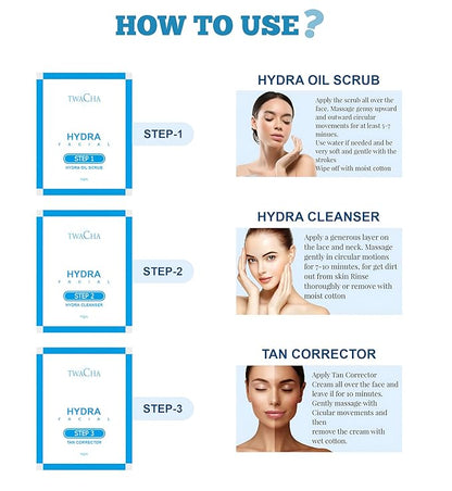 Twacha Hydra Facial Kit for Deep Hydration & Instant Brightening Skin With Hyaluronic Power For Multi-Level Skin Hydration And Rejuvenation Anti-Ageing Facial Kit for Men & Women