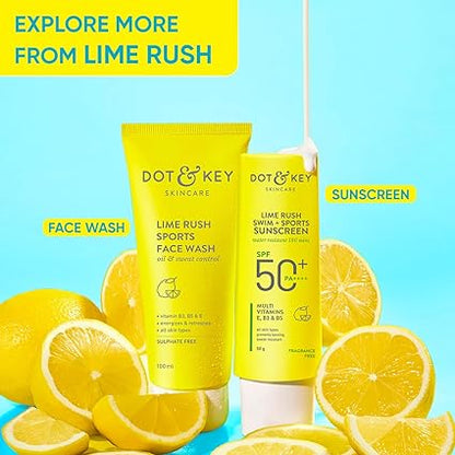 DOT & KEY Lime Rush Sports Face Wash Deep Cleans Oil, Sweat & Dirt For Refreshingly Clean & Oil Free Skin 100ml