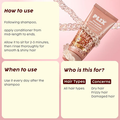 PLIX - THE PLANT FIX Flaxseed Ultrasmooth Advanced Conditioner | Plant Keratin PF & Flaxseed Oil | Smooth & Manageable Hair | Controls Frizz | Paraben & Sulphate Free 175ml