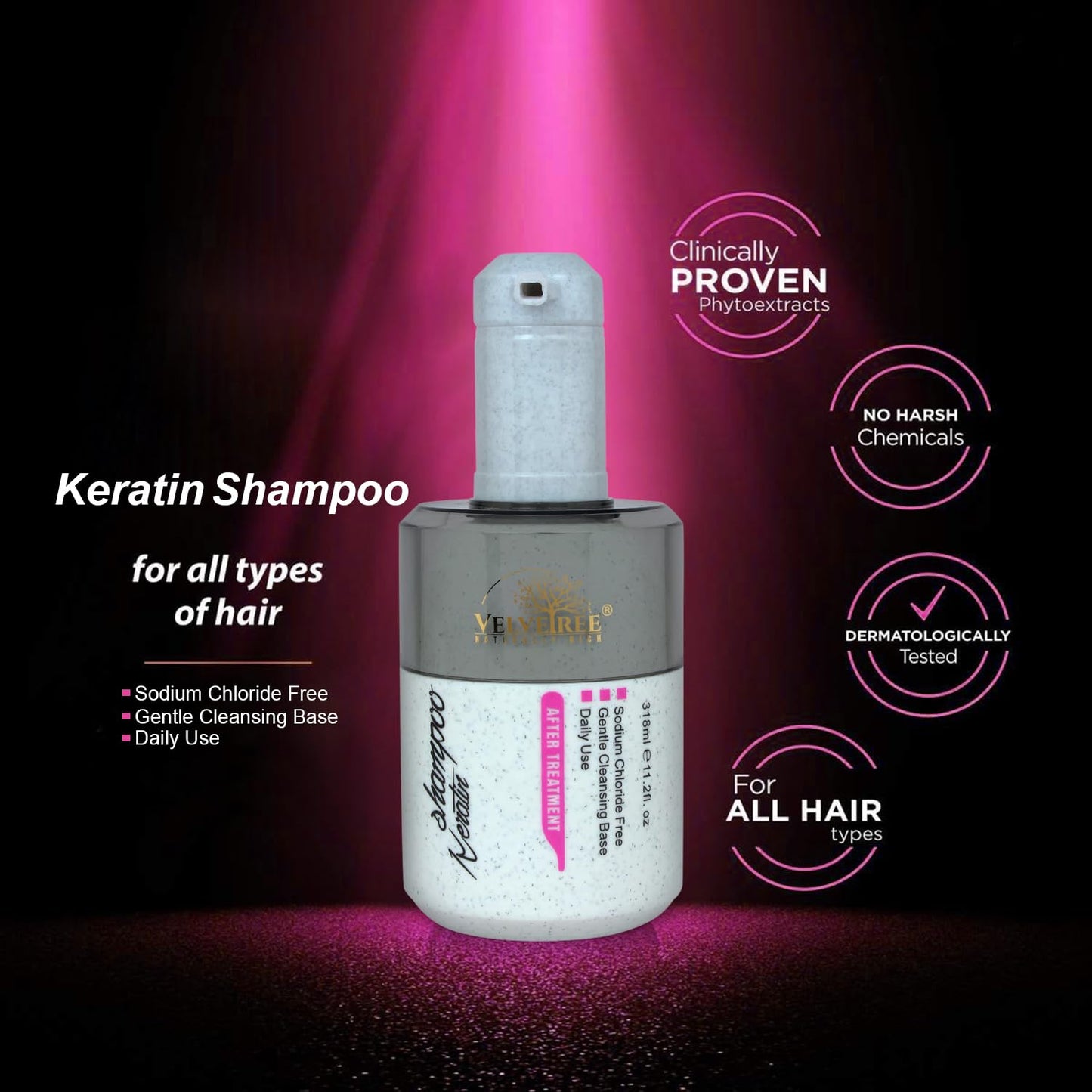 Velvetree Keratin Shampoo and Conditioner Set After Treatment, Dermatologically Tested, Sodium Chloride Free