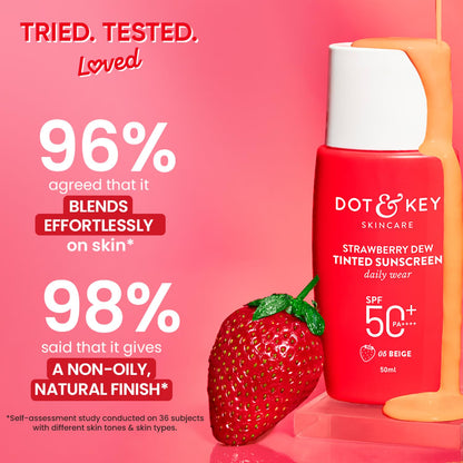 Dot & Key Strawberry Dew Tinted Sunscreen SPF 50+ Pa++++ - 05 Beige | Protection Against UVA & UVB | Broad Spectrum, Water & Sweat resistant 50ml