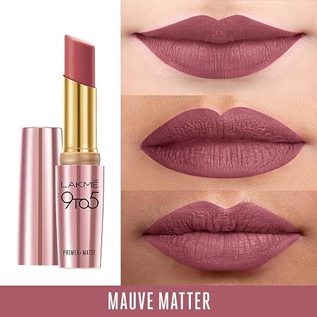 Lakme 9 To 5 Primer + Matte Lipstick - MM1 Mauve Matter (3.6g)