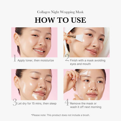 Medicube Collagen Overnight Wrapping Peel Off Facial Mask Pack - Elasticity & Hydration Care, Reduces Sagging & Dullness - Hydrolyzed Collagen For Glowing Skin - Korean Skin Care 75ml