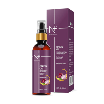 N+ Professional Onion Hair Oil | Enriched with Onion Extract | Reduces Hair Fall, Controls Dandruff & Strengthens Hair | Nourishing & Scalp-Revitalizing