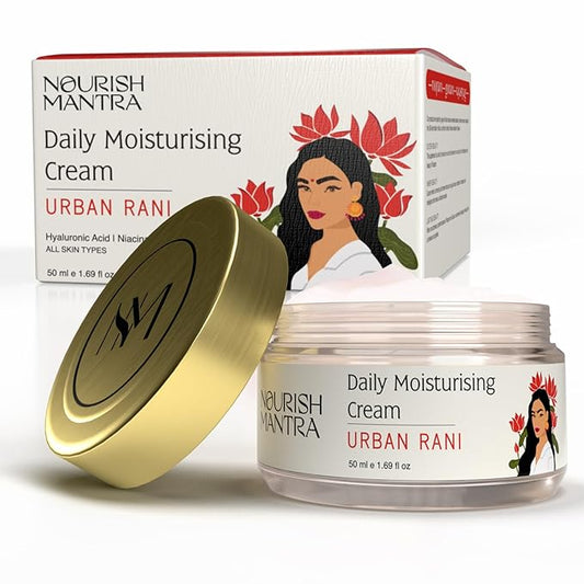 Nourish Mantra Urban Rani Daily Moisturizing Cream/With Hyaluronic Acid, Niacinamide & Sea Buckthorn/for All Skin Types/Hydrates, Nourishes & Improves Skin Texture 50ml