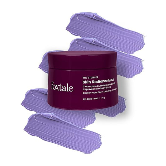 Foxtale De-Tan Face Mask for Glowing Skin| Clay Mask with Lactic Acid for Tan Removal, Reduction in Blackheads, Instant Brightening