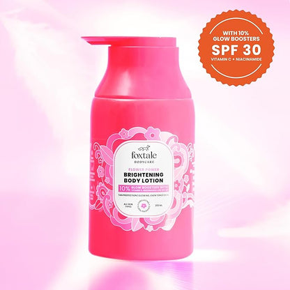 FoxTale Spf 30 Detan Brightening Body Lotion With Niacinamide & Vitamin C For Glowing Skin|Lightweight & Non-Sticky