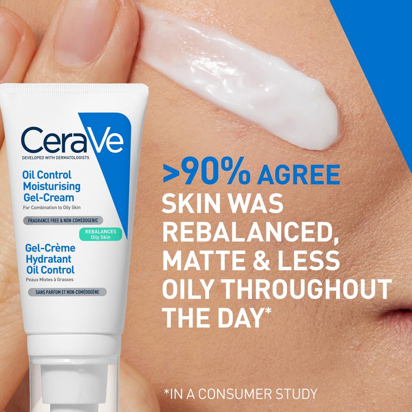 CeraVe Oil Control Gel Cream lightweight Moisturizer for Oily & Combination Skin with Ceramides, Hyaluronic Acid & Niacinamide 52ml