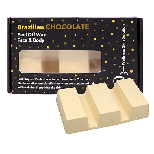 O3+ Brazilian Chocolate Peel Off Wax Professional Body Face Arm Legs Hair Removal Wax for All Skin Type (165 g)