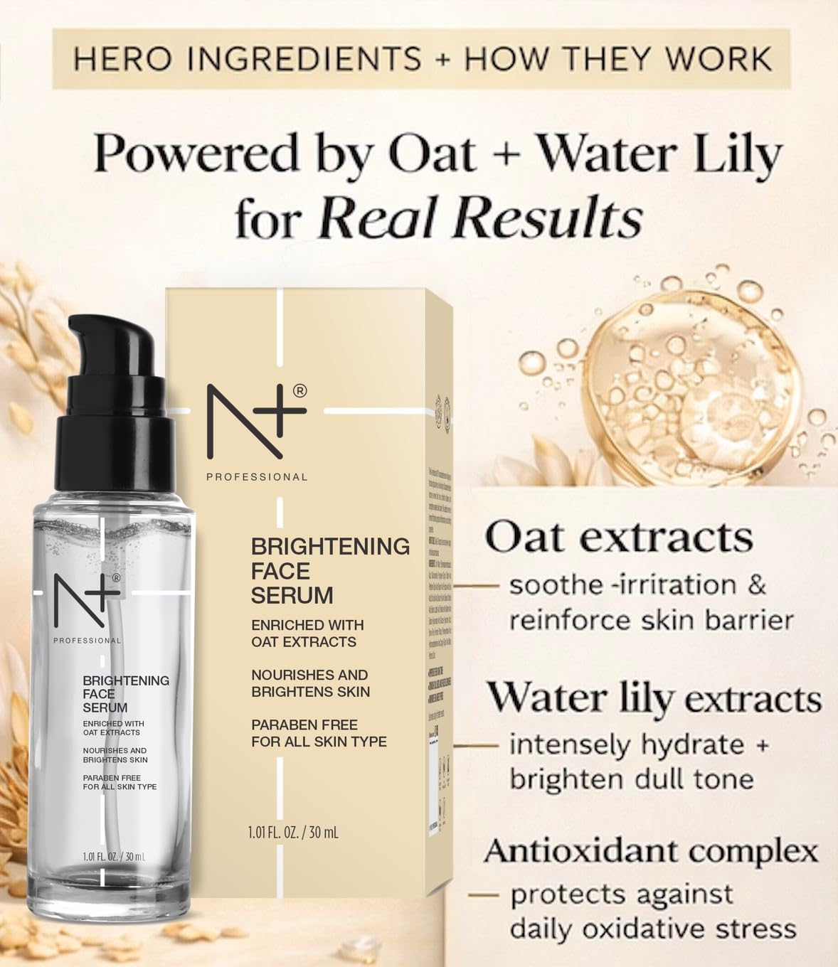 N+ Brightening Face Serum Enriched With Oat Extracts 30 ml