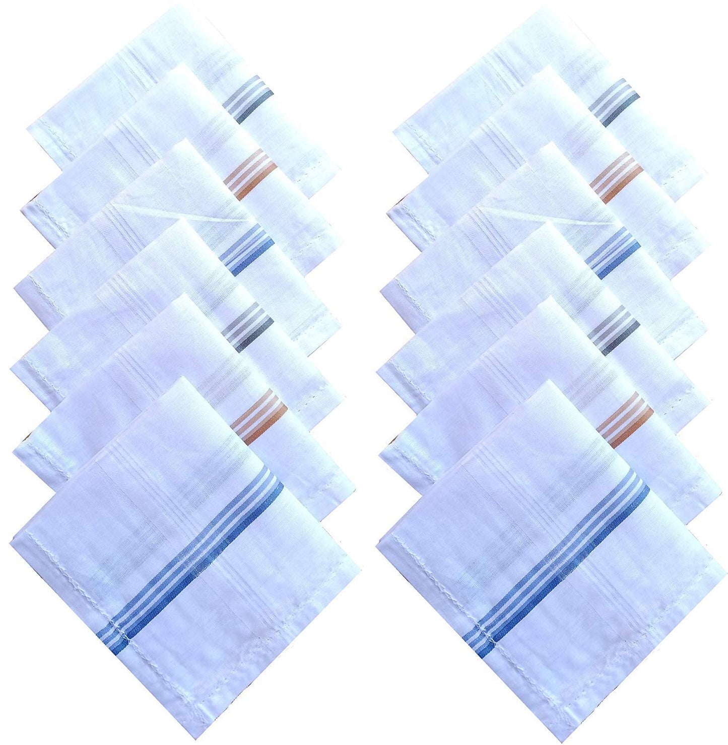 Cotton 12 Piece Men's Handkerchief Set - White