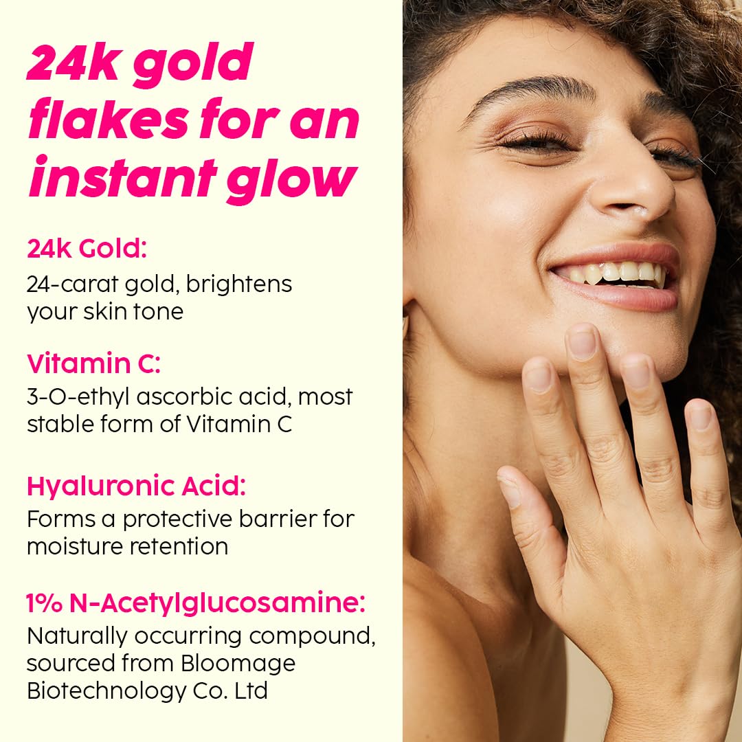 Plix 24K Guava Gold Serum | Vitamin C & Hyaluronic Acid | Brightens Skin & Reduces Photoageing | 2-In-1 Face Serum & Primer For Glowing Skin | 30 Ml