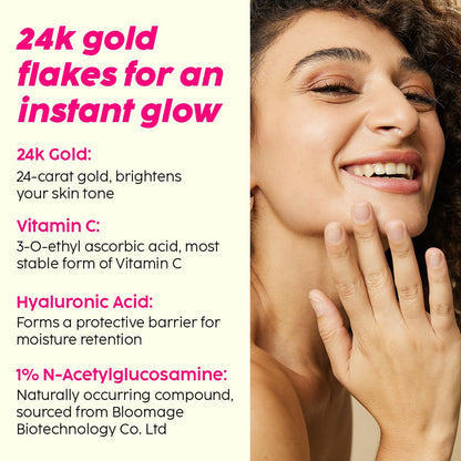 Plix 24K Guava Gold Serum | Vitamin C & Hyaluronic Acid | Brightens Skin & Reduces Photoageing | 2-In-1 Face Serum & Primer For Glowing Skin | 30 Ml