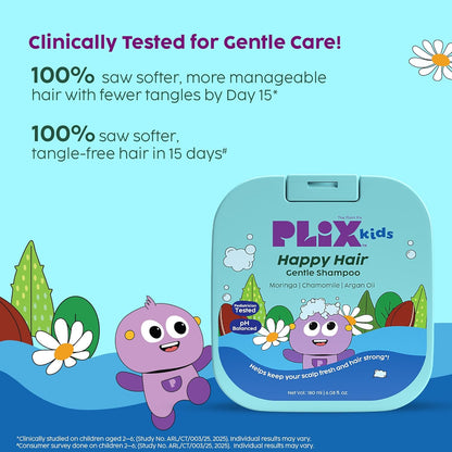 PLIX - THE PLANT FIX Happy Hair Gentle Shampoo for gentle cleansing | Nourished & soft hair | soothes the scalp | moringa seed oil, argan oil & aloe vera