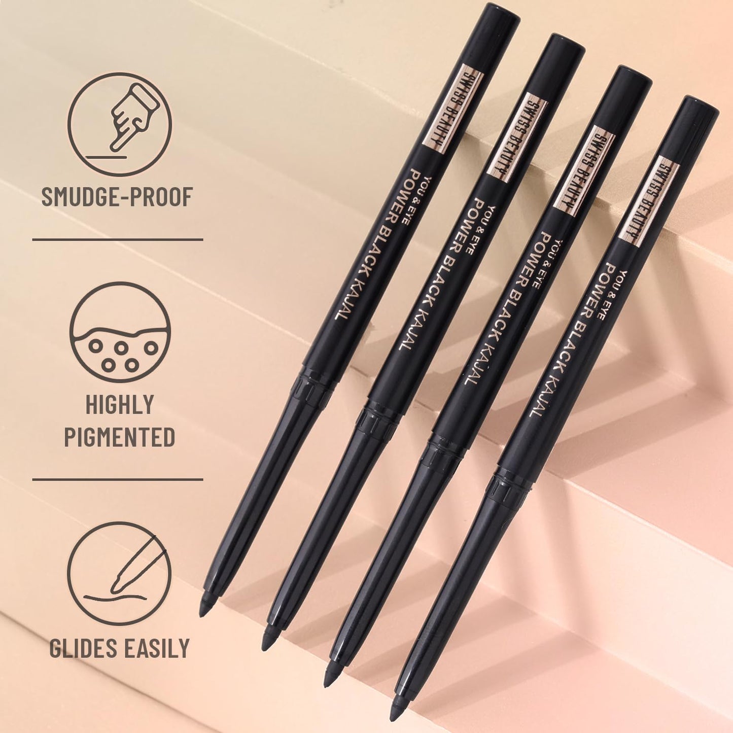 Swiss Beauty You & Eye Power Black Kajal | Waterproof & Smudge-Proof