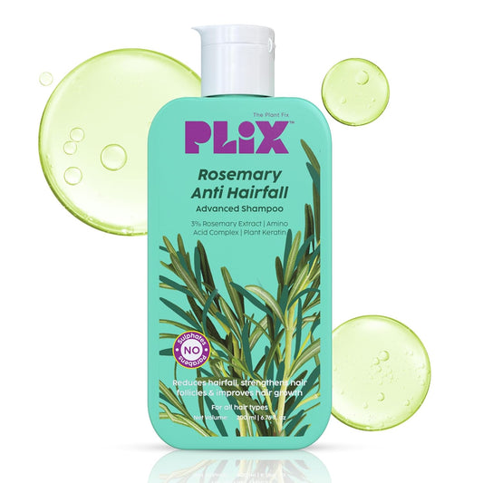 Plix Rosemary Advanced Anti HairFall Shampoo for Decreases Hair Fall & Breakage - 200 ml | All Hair Types | Men & Women | Sulphate & Paraben Free