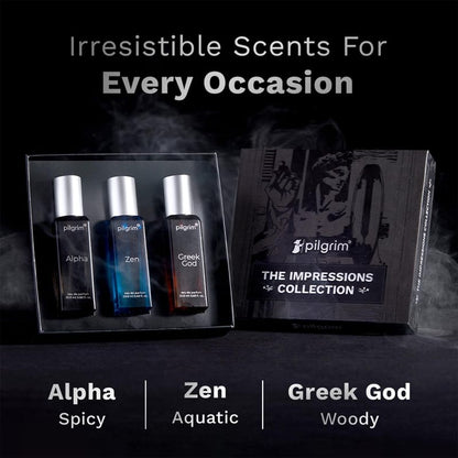 Pilgrim The Impressions Collection 3 in 1 Gift Box Perfume For Men (Eau de parfum)| Long Lasting perfume with spicy, woody & aquatic fragrance