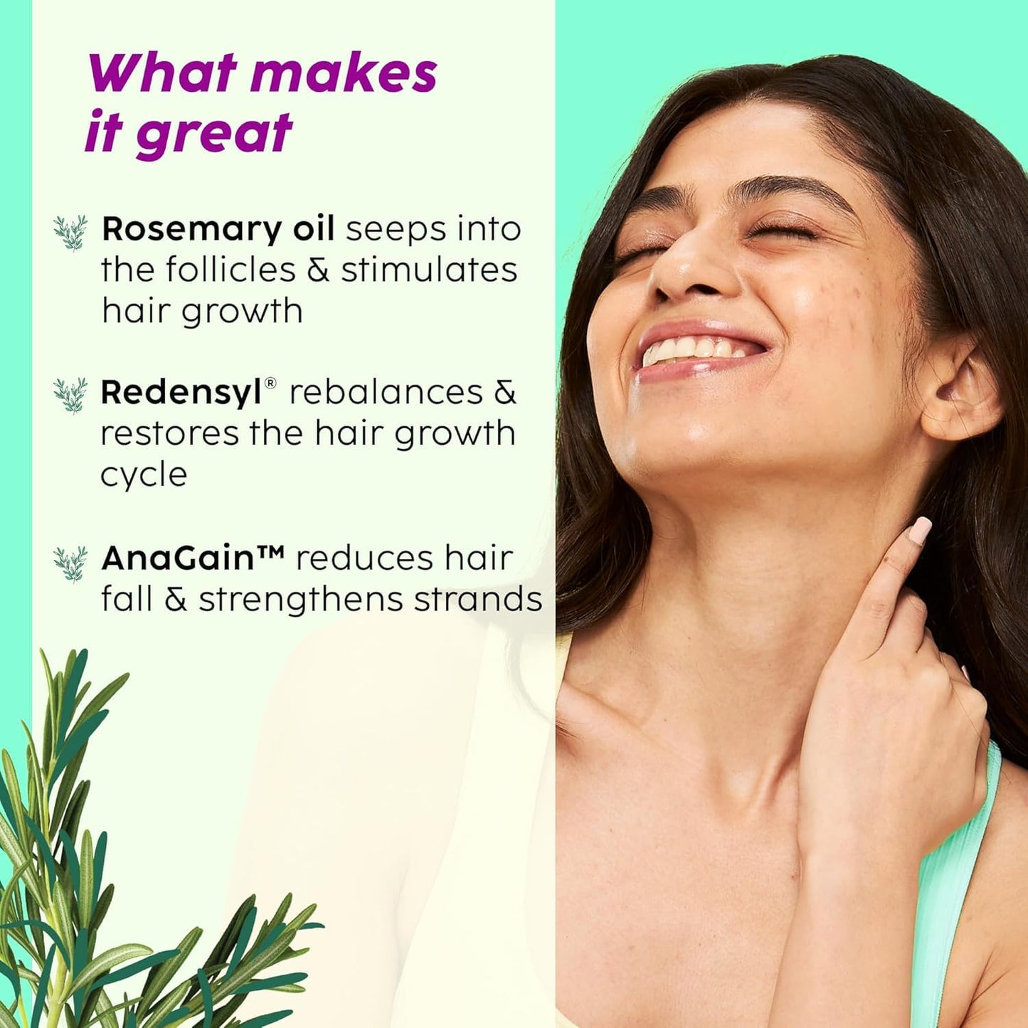 Plix Rosemary Hair Growth Serum with 3% Redensyl, 4% AnaGain, 3% Baicapil, 30 ml | Stimulates Hair Growth, Increase Hair Density & Thickens Hair