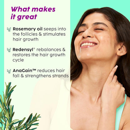 Plix Rosemary Hair Growth Serum with 3% Redensyl, 4% AnaGain, 3% Baicapil, 30 ml | Stimulates Hair Growth, Increase Hair Density & Thickens Hair