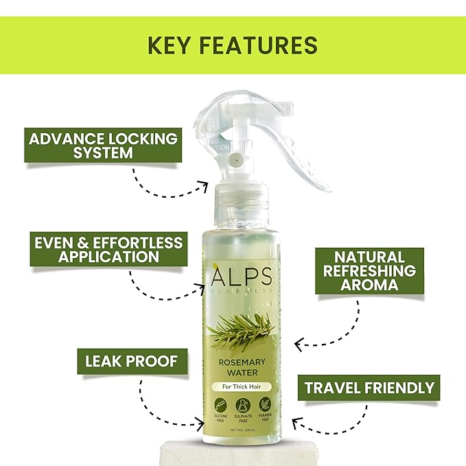 Alps Goodness Rosemary Water Spray For Hair Growth (100 ml) | Hair Spray for Regrowth | Rosemary Hair Mist | Adds Shine | Helps Reduce Hairfall