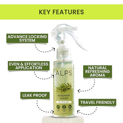 Alps Goodness Rosemary Water Spray For Hair Growth (100 ml) | Hair Spray for Regrowth | Rosemary Hair Mist | Adds Shine | Helps Reduce Hairfall