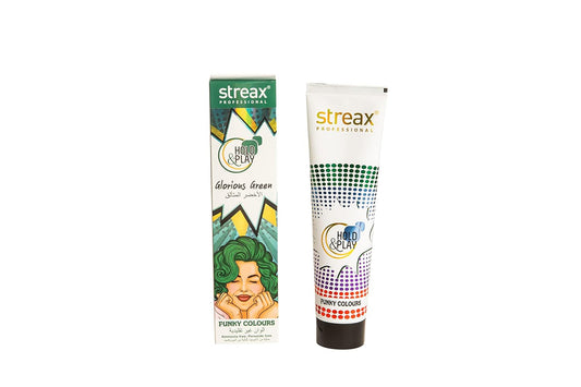 Streax Professional Hold & Play Funkey Colour - Glorious Green, 100 Grams