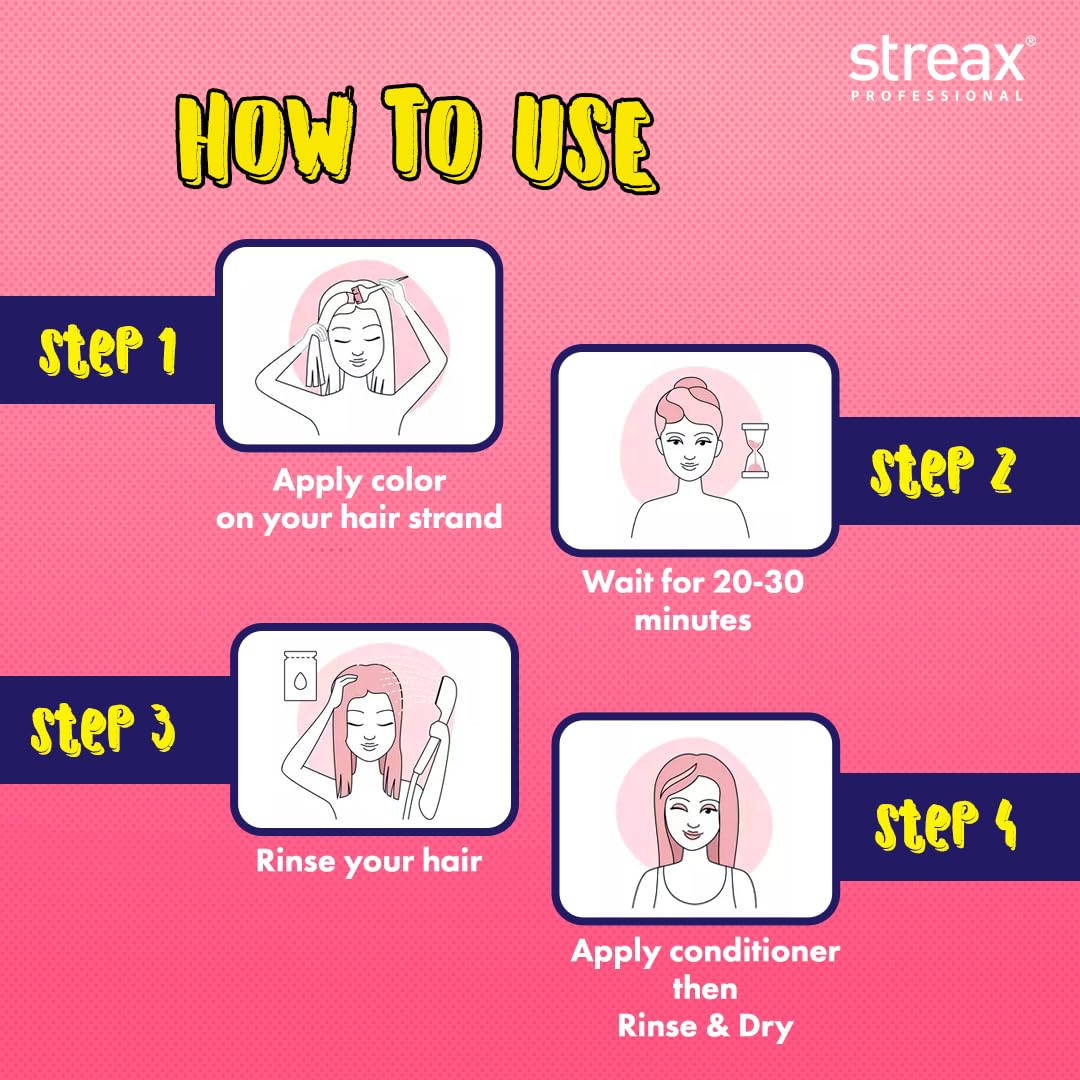 Streax Professional Ammonia-Free, Peroxide-Free Hold and Play Funky Colours Crazy Cream - Groovy Pink