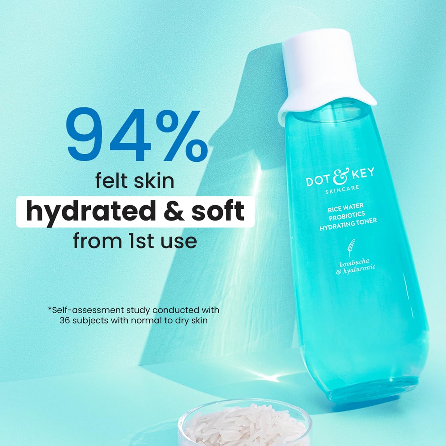 Dot & Key Rice Water Hydrating Toner With Hyaluronic |Rice Water Toner, Alcohol-Free, For Hydrated Skin |Exfoliates Pores |150ml