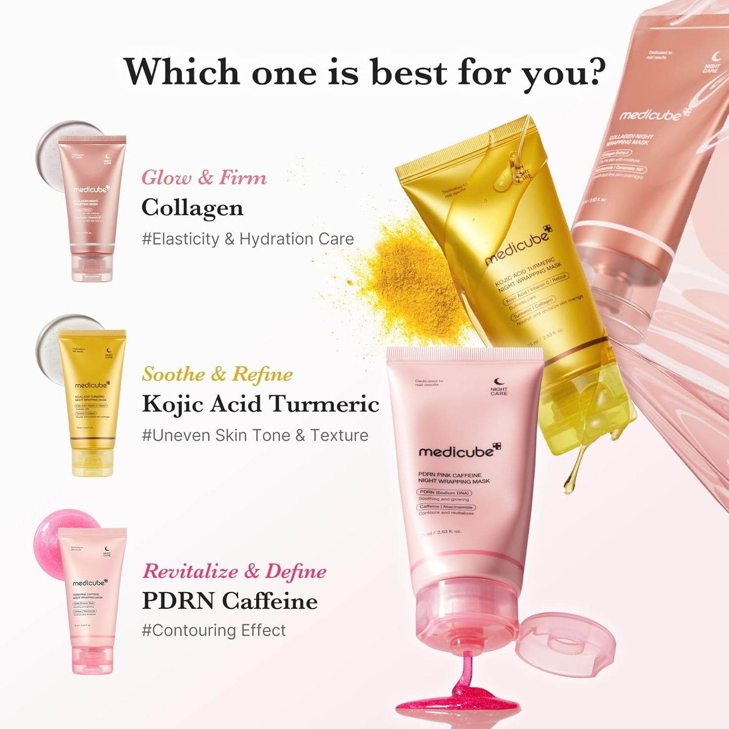 Medicube Collagen Overnight Wrapping Peel Off Facial Mask Pack - Elasticity & Hydration Care, Reduces Sagging & Dullness - Hydrolyzed Collagen For Glowing Skin - Korean Skin Care 75ml
