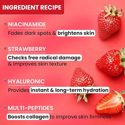 Dot & Key Strawberry Brightening Moisturizer, Niacinamide, Peptides & Hyaluronic Acid, Non-sticky, Brightens Skin, Intense Moisturization | Non-Comedogenic & Fragrance Free, Lightweight 80g