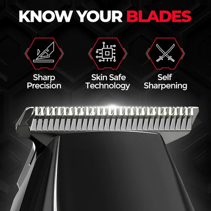 Beardo Apex Go Trimmer for Men - 80-Min Run Time - Powerful 5500 RPM motor - Compact Travel-Friendly Design - Self-Sharpening Blades, 3 Comb Attachments, Type-C Charging, Digital Display