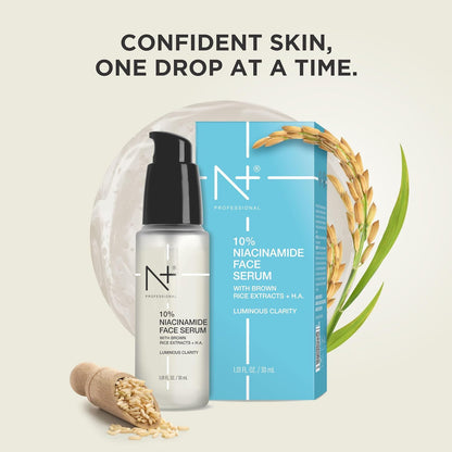N+ 10% Niacinamide Face Serum, For Luminous Clarity with Brown rice extracts + H.A - 30ML