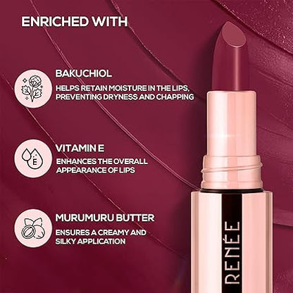 RENEE Everstay Matte Lipstick - Berry Blaze, Long Stay, Hydrating & Non-Drying, Smudge & Transfer Proof, Lightweight, Intense Pigment