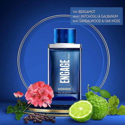 Engage Homme Perfume for Men Long Lasting Smell, Citrus and Fresh Fragrance Scent, for Everyday Use, Gift for Men, Free Tester with pack, 90ml