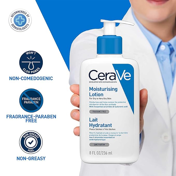 CeraVe Moisturizing Lotion For Dry Skin Hyaluronic Acid, Non-Comedogenic, Oil Free And Fragrance-Free Body Lotion(236ml)