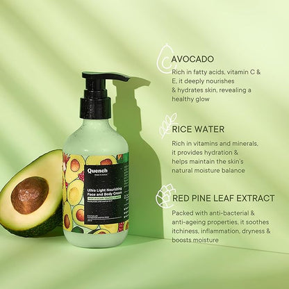 Quench Bravocado Ultra Light Nourishing Body Lotion | Korean Body Cream for Light Hydration