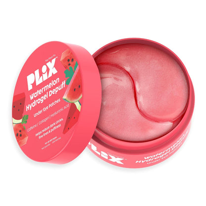Plix Watermelon Hydrogel Under Eye Patches for Dark Circles & Puffiness Reduction | Caffeine & Hyaluronic Acid | Eye Patches | Instantly Hydrates & Cools | 60 Patches
