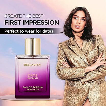 Bella Vita Luxury Date Woman Eau De Parfum Perfume with Pink Pepper, Jasmine & Vanilla|Premium, Long Lasting Floral & Fruity Fragrance for Women, 100ML