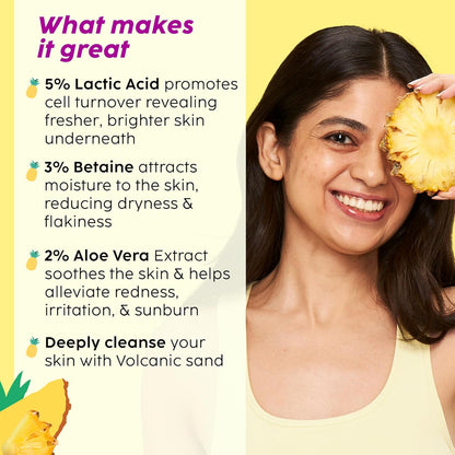 Plix Pineapple 5% Lactic Acid Exfoliating Body Wash, Paraben-Free Shower Gel, For Dry, Rough & Strawberry Skin, 236 Ml